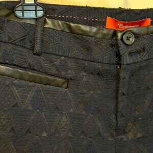 Women's Cartonnier Blue/Black Charlie Ankle Cropped Patterned Pants, size 10